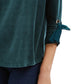 Charter Club Women's Velvet Tie-Sleeve Top Dark Green Size X-Small