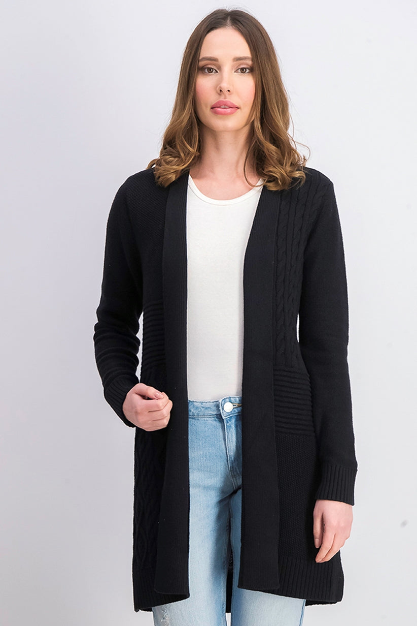 Charter Club Women's Patchwork Cardigan Black Size Large