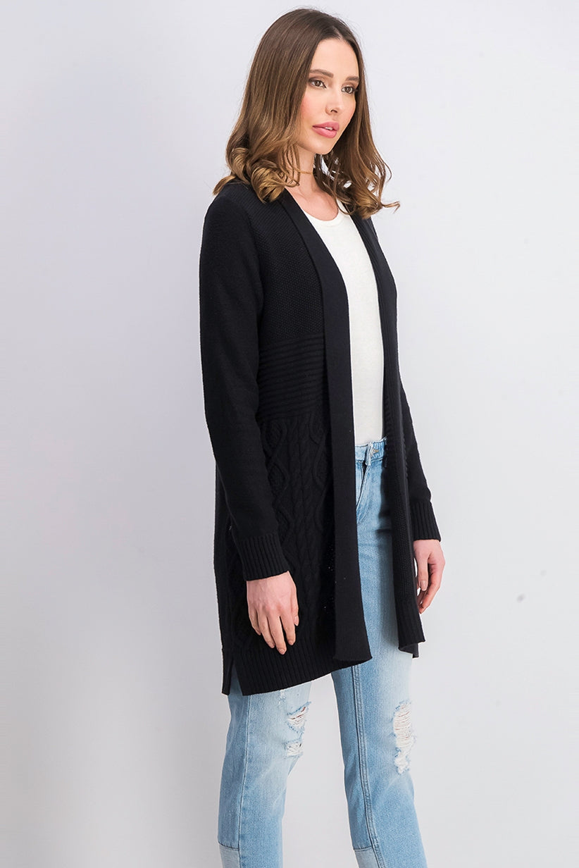 Charter Club Women's Patchwork Cardigan Black Size Large