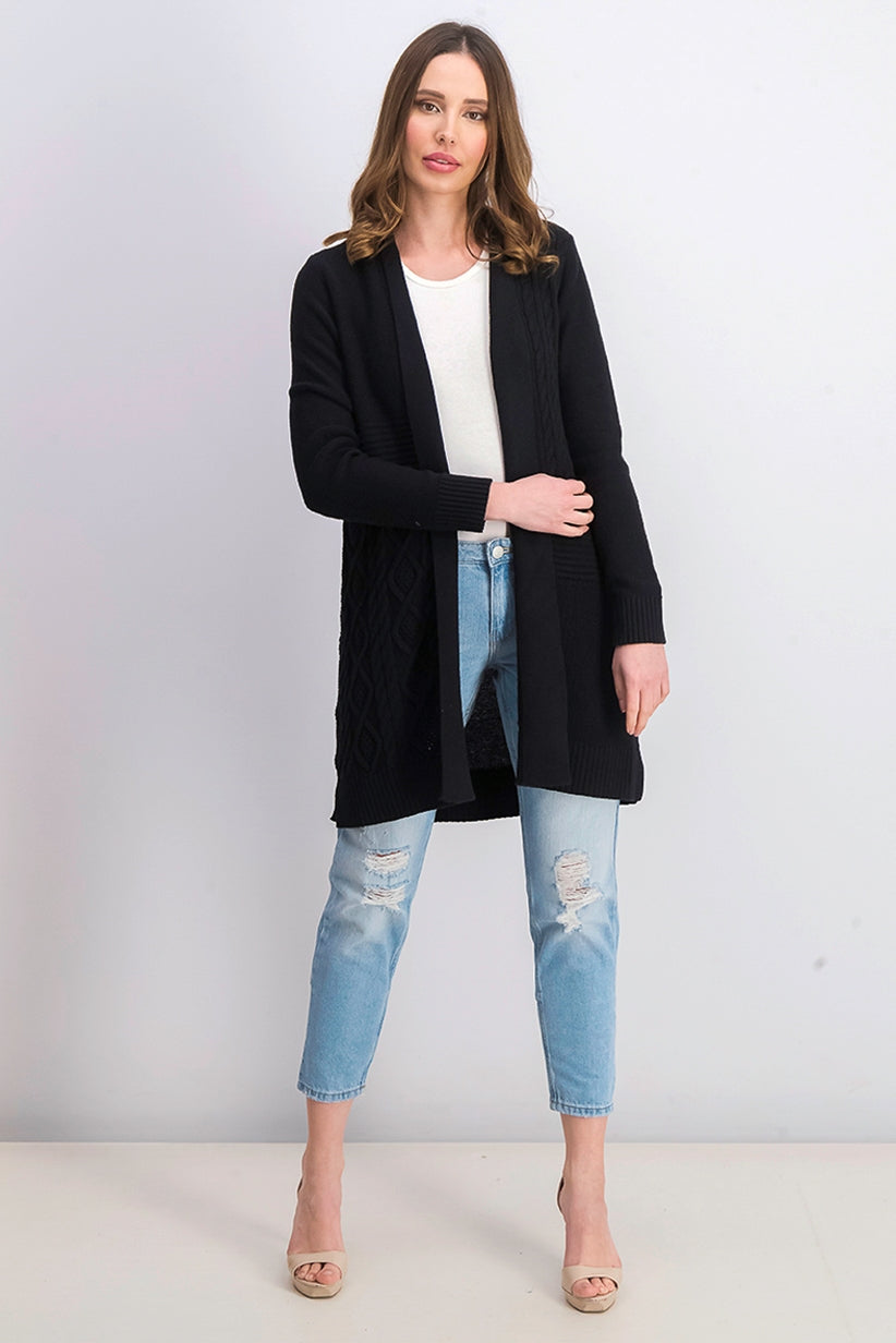 Charter Club Women's Patchwork Cardigan Black Size Large