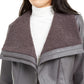 Alfani Women's Faux-Leather Fleece-Trim Jacket Gray Size X-Large