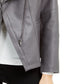 Alfani Women's Faux-Leather Fleece-Trim Jacket Gray Size X-Large