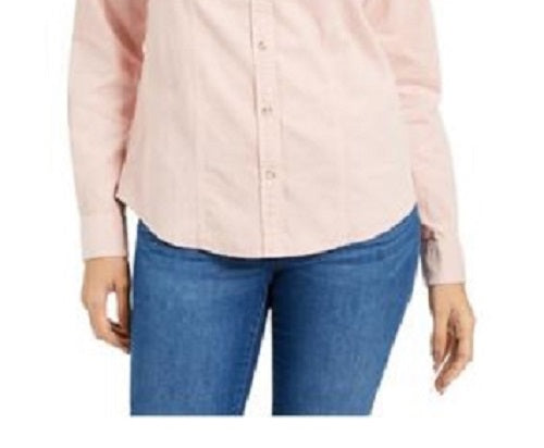 Charter Club Women's Button-Down Cotton Corduroy Shirt Pink Size Petite Small
