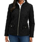 Charter Club Women's Quilted Mandarin-Collar Jacket Black Size Large