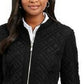 Charter Club Women's Quilted Mandarin-Collar Jacket Black Size Large