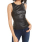 Bar III Women's Faux-Leather Peplum Top Black Size X-Small