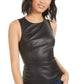 Bar III Women's Faux-Leather Peplum Top Black Size X-Small