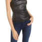 Bar III Women's Faux-Leather Peplum Top Black Size X-Small