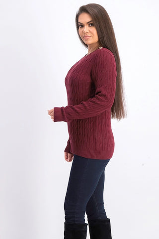 Charter Club Women's Cable-Knit Button-Trim Sweater Red Size Large