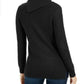 Charter Club Women's Patchwork Stitch Asymmetrical Collar Sweater Black Size Small