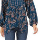 Style & Co Women's Printed Handkerchief-Hem Peasant Top Green Size Extra Small