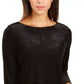 Charter Club Women's Flocked Boat-Neck Top Black Size Petite Medium