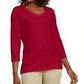 Karen Scott Women's Grommet-Neck Cotton Top Bright Red Size Small