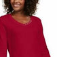 Karen Scott Women's Grommet-Neck Cotton Top Bright Red Size Small