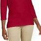 Karen Scott Women's Grommet-Neck Cotton Top Bright Red Size Small