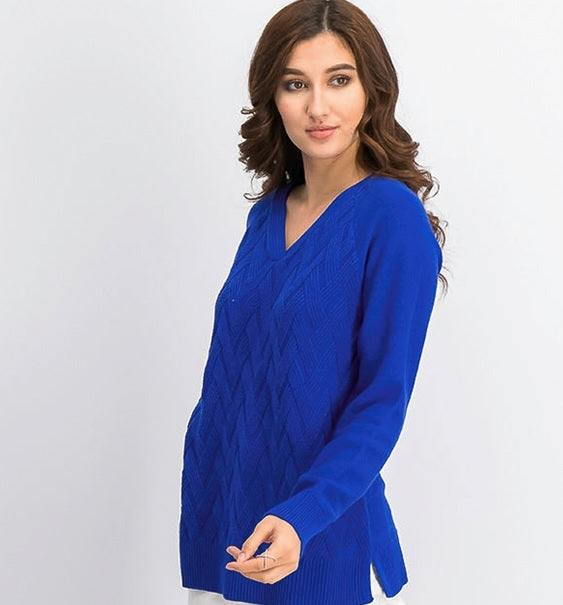 Karen Scott Women's Basket Stitch Sweater Bright Blue Size X-Small