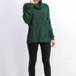 Charter Club Women's Cowl-Neck Cable-Knit Glitter Sweater Green Size Large