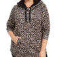 Ideology Women's Plus Printed RoundHem Hoodie Beige khaki Size 3X