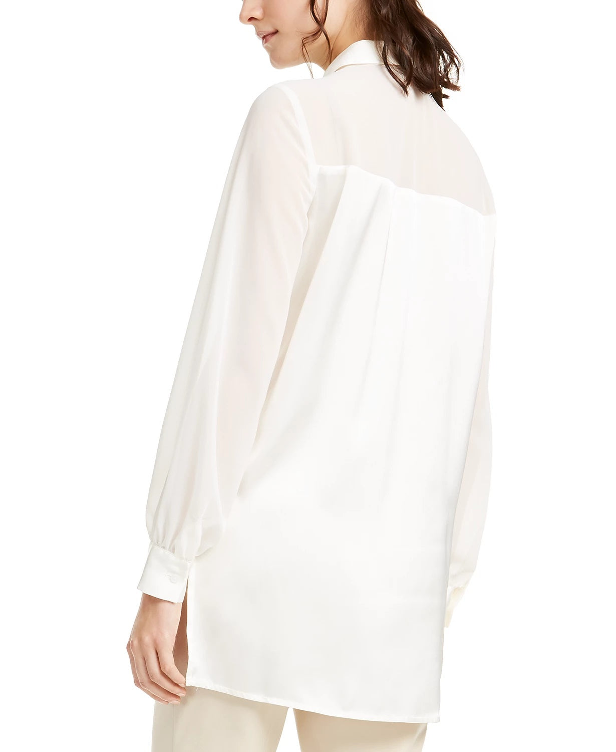 Alfani Women's Tunic Button Up Shirt White Size Large