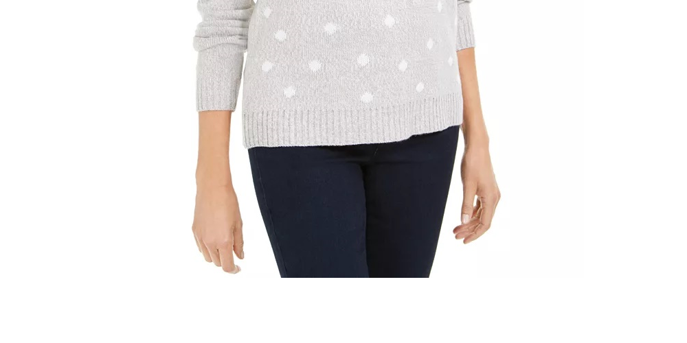 Karen Scott Women's Cat Applique Holiday Sweater Grey Size Large