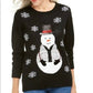 Karen Scott Women's Sequined Snowman Holiday Sweater Black Size XX-Large