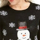 Karen Scott Women's Sequined Snowman Holiday Sweater Black Size XX-Large