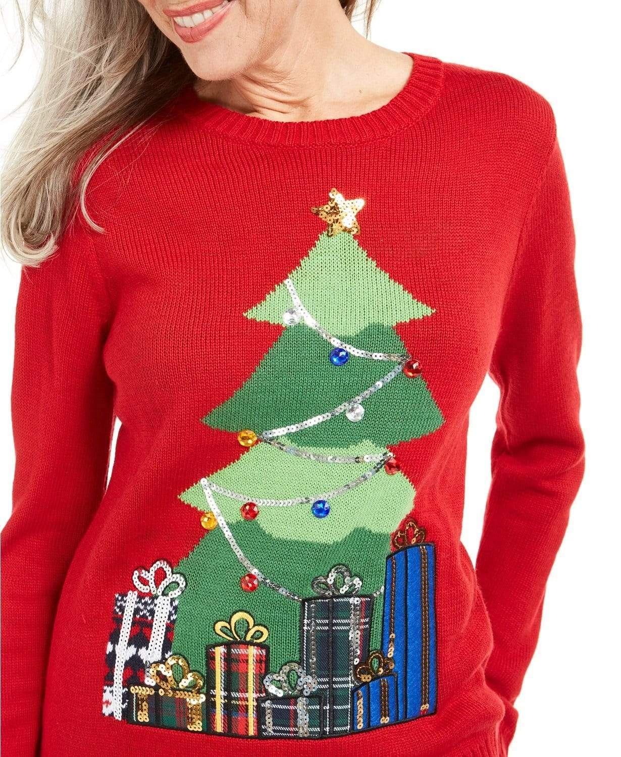 Karen Scott Women's Midnight Presents Sweater Red Size Petite Medium