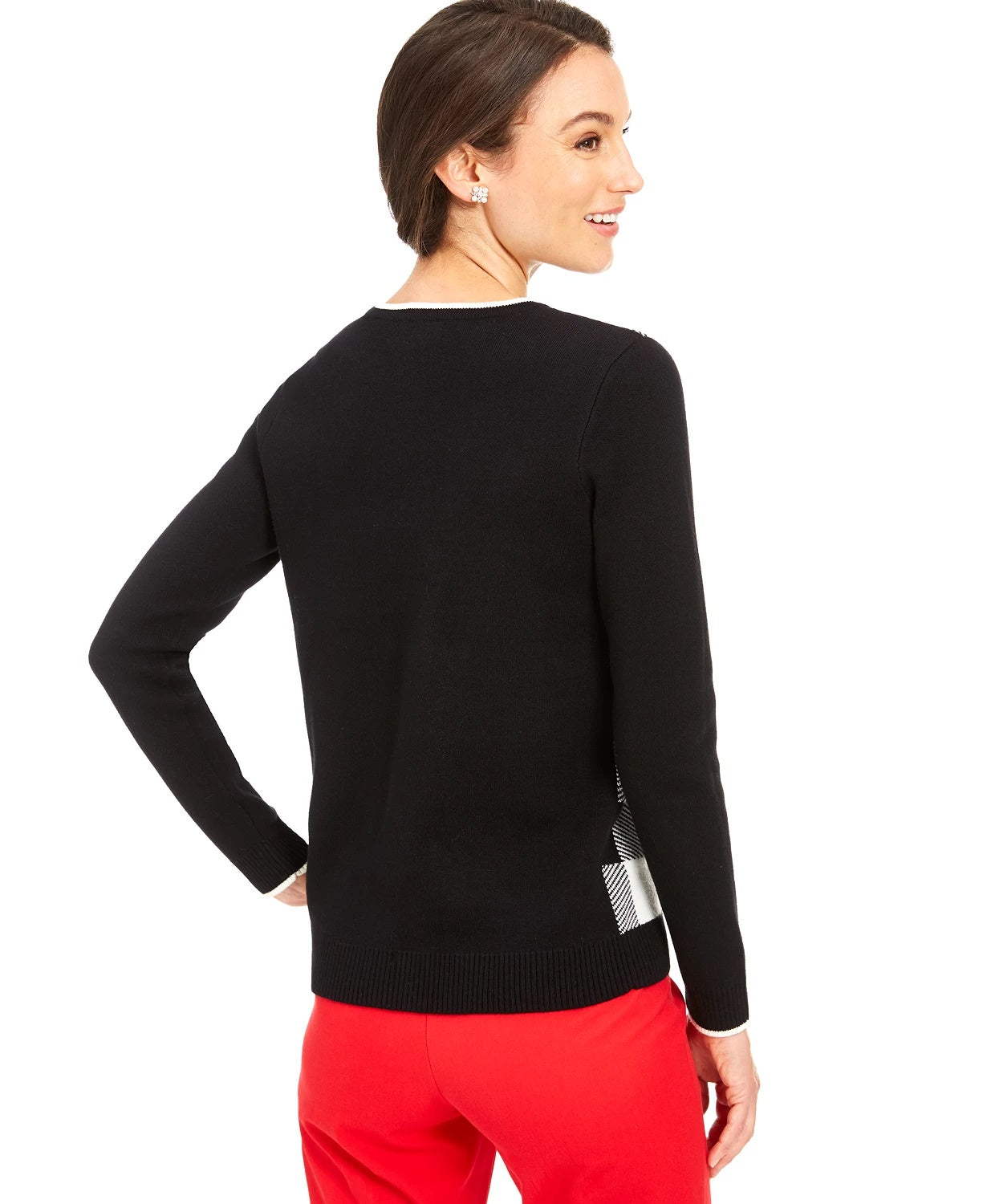 Charter Club Women's Buffalo Check Family Sweater White Size XX-Large