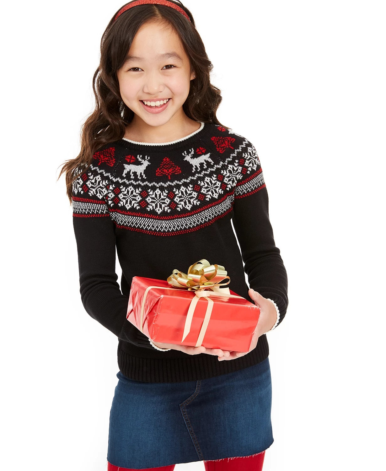 Charter Club Big Girls Fair Isle Family Sweater Black Size Medium
