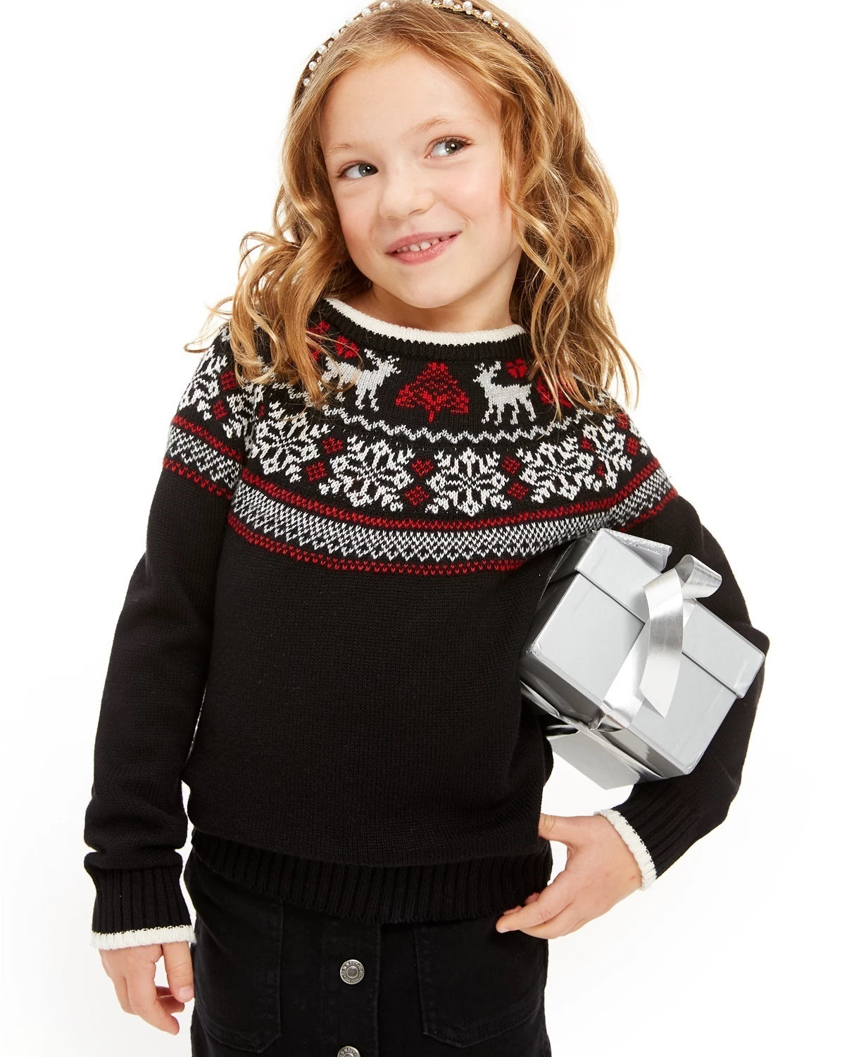 Charter Club Little Girls Fair Isle Family Sweater Black Size 3T