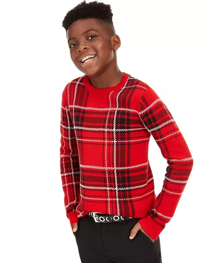 Charter Club Big Boy's Plaid Family Sweater Red Size Large