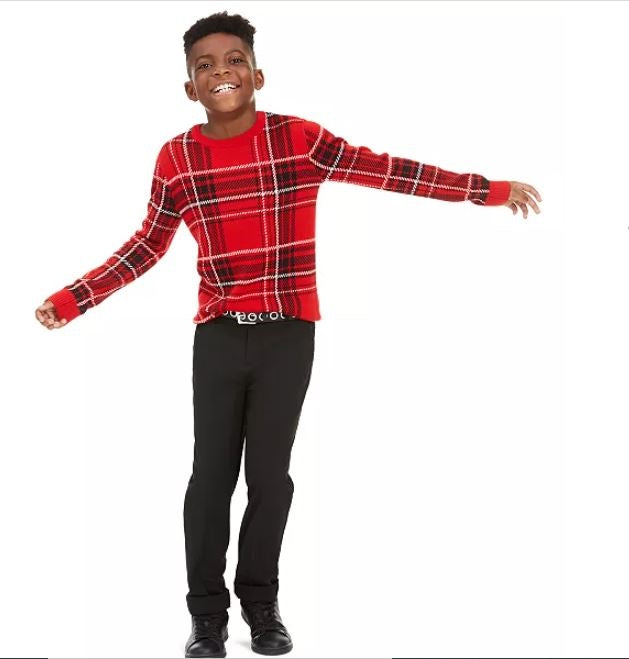 Charter Club Big Boy's Plaid Family Sweater Red Size Large