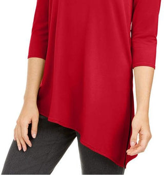 Alfani Women's Petite Asymmetrical Cut-Out Top Red Size Medium