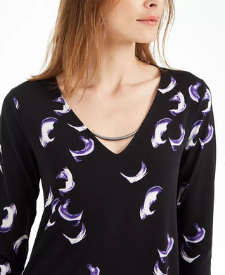 Alfani Women's Petite Hardware-Trim Top Purple Size Medium