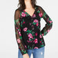INC International Concepts Women's Printed Lace-Up Top Black Size Small