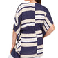 Charter Club Women's Tie-Waist Striped Poncho Top Blue Size Medium