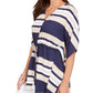 Charter Club Women's Tie-Waist Striped Poncho Top Blue Size Medium