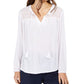 Charter Club Women's Tassel-Tie Eyelet Linen Top White Size Large
