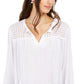 Charter Club Women's Tassel-Tie Eyelet Linen Top White Size Large