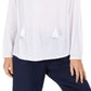 Charter Club Women's Tassel-Tie Eyelet Linen Top White Size Large