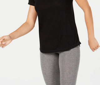 Ideology Women's Mesh-Back T-Shirt Black Size Large