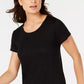 Ideology Women's  Mesh-Back T-Shirt Black Size Small