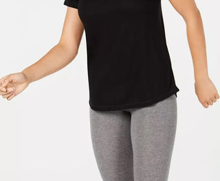 Ideology Women's  Mesh-Back T-Shirt Black Size Small