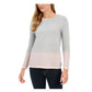 Charter Club Women's Heather Long Sleeve Crew Neck Blouse Top Grey Size Medium