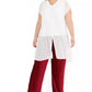 Alfani Women's Split Front Tunic Top White Size 2X