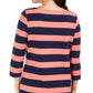 Charter Club Women's Grommet-Trim Striped Top Red Size Small