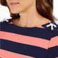 Charter Club Women's Grommet-Trim Striped Top Red Size Small