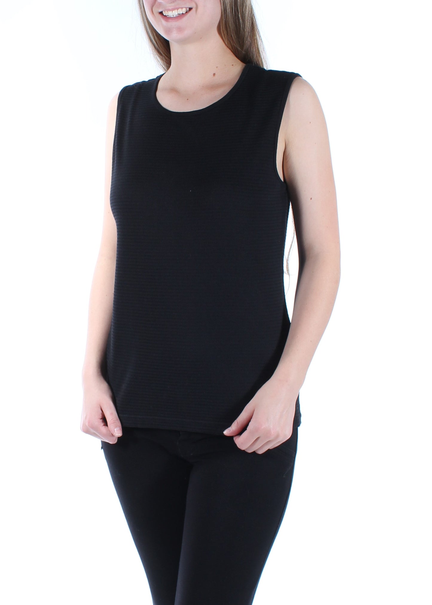 Karen Scott Women's Textured Sleeveless Top Black Size Extra Small