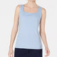 Karen Scott Women's Square Neck Cotton Tank Top Blue Size Small