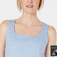 Karen Scott Women's Square Neck Cotton Tank Top Blue Size Small